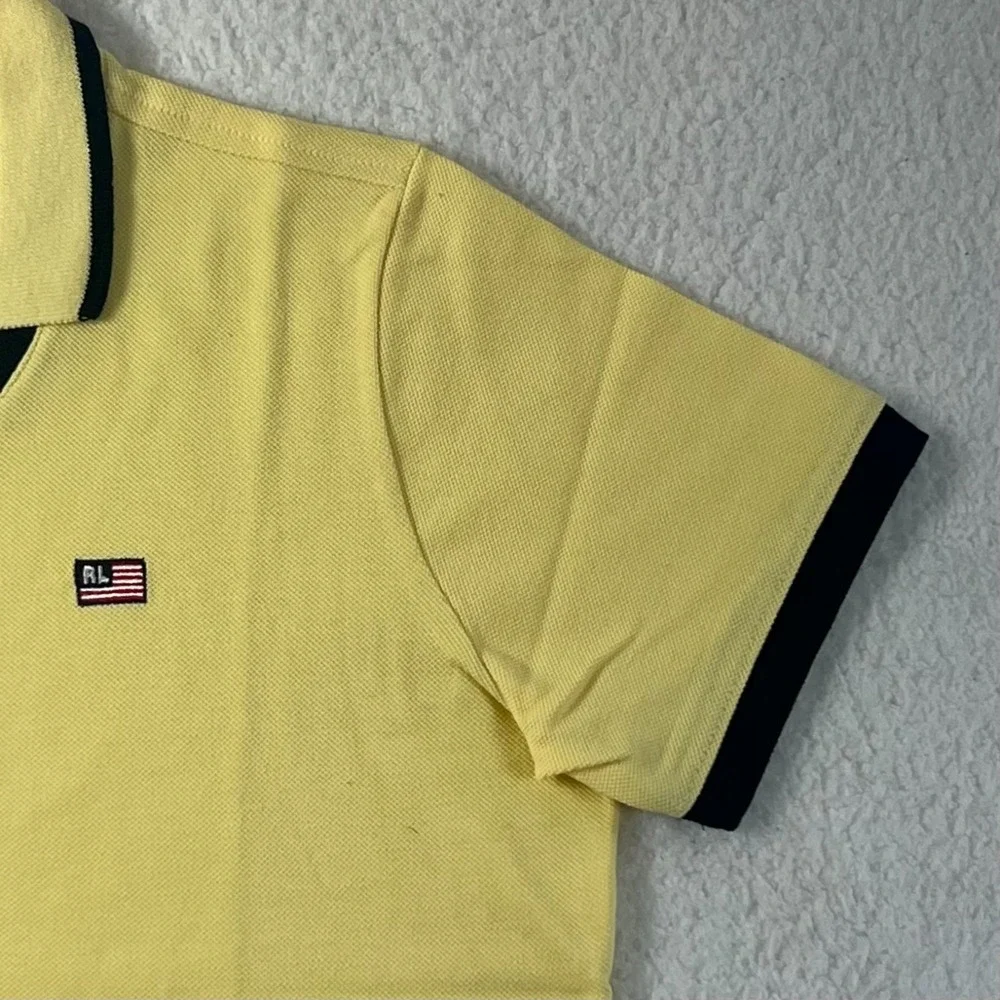 Polo Jeans Co. Polo Shirt Collard V-neck Made in USA Yellow Men's Size M VTG NWT